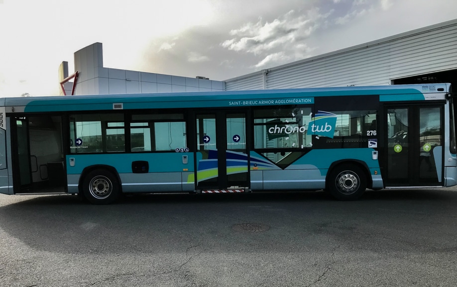habillage d’un autobus urbain pour le réseau TUB Saint-Brieuc