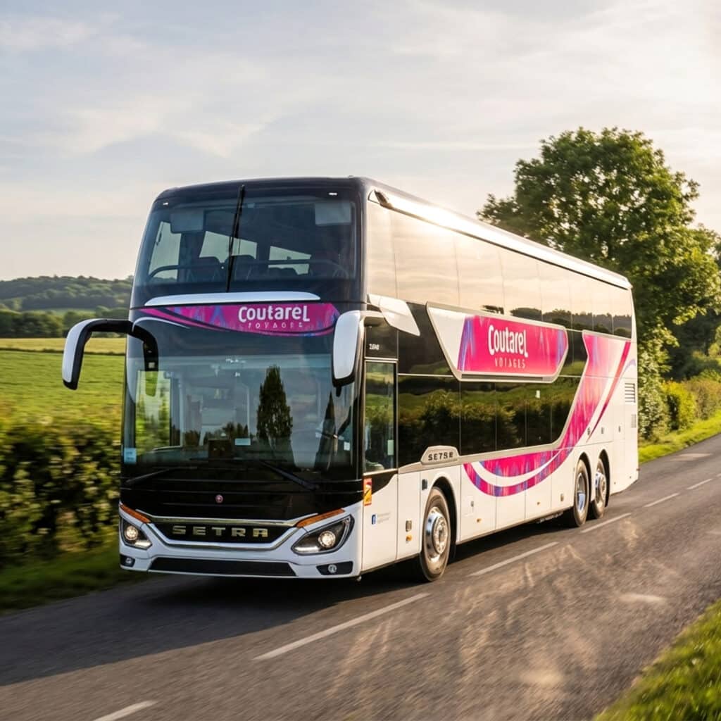 Création de la livrée pour le covering d'un bus Setra pour les Voyages COUTAREL
