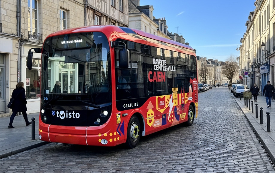 Habillage d’une navette urbaine en centre-ville de Caen
