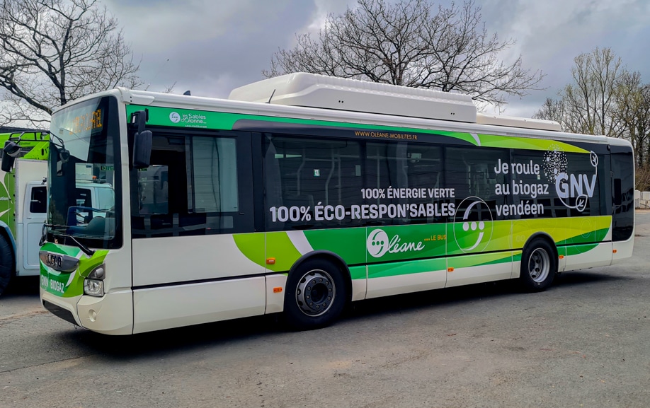 Livrée d’autobus au biogaz Oléane