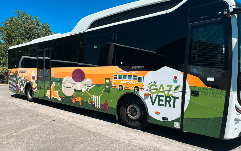 Flocage du bus gaz vert de GRDF